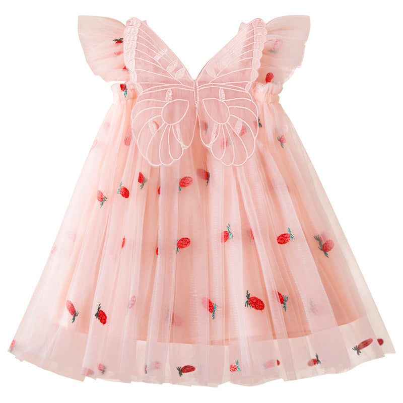 Wholesale Polyester Children's Embroidered Mesh Dresses